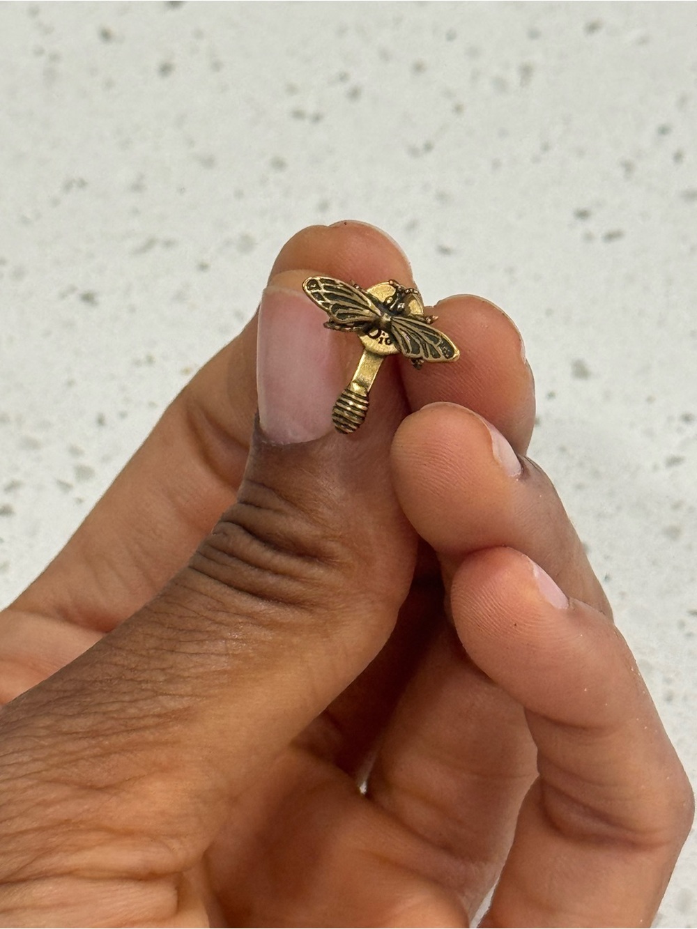 Dior J'Adior Gold Lettering and Bee 🐝 Earrings AUTHENTIC - Picture 3 of 8
